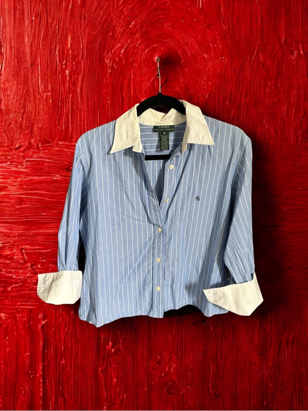 Ralph Lauren Blue and White Pinstripe Button-Down Shirt